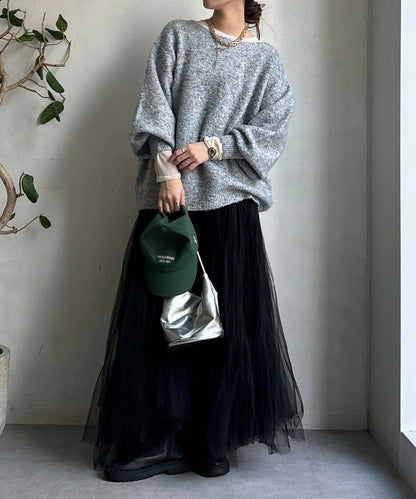 混紡紗船領套頭衫