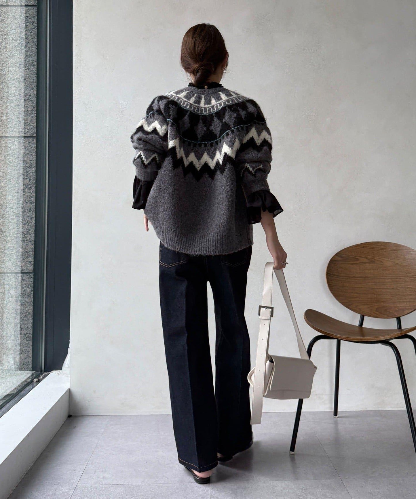 高腰雙排扣牛仔褲