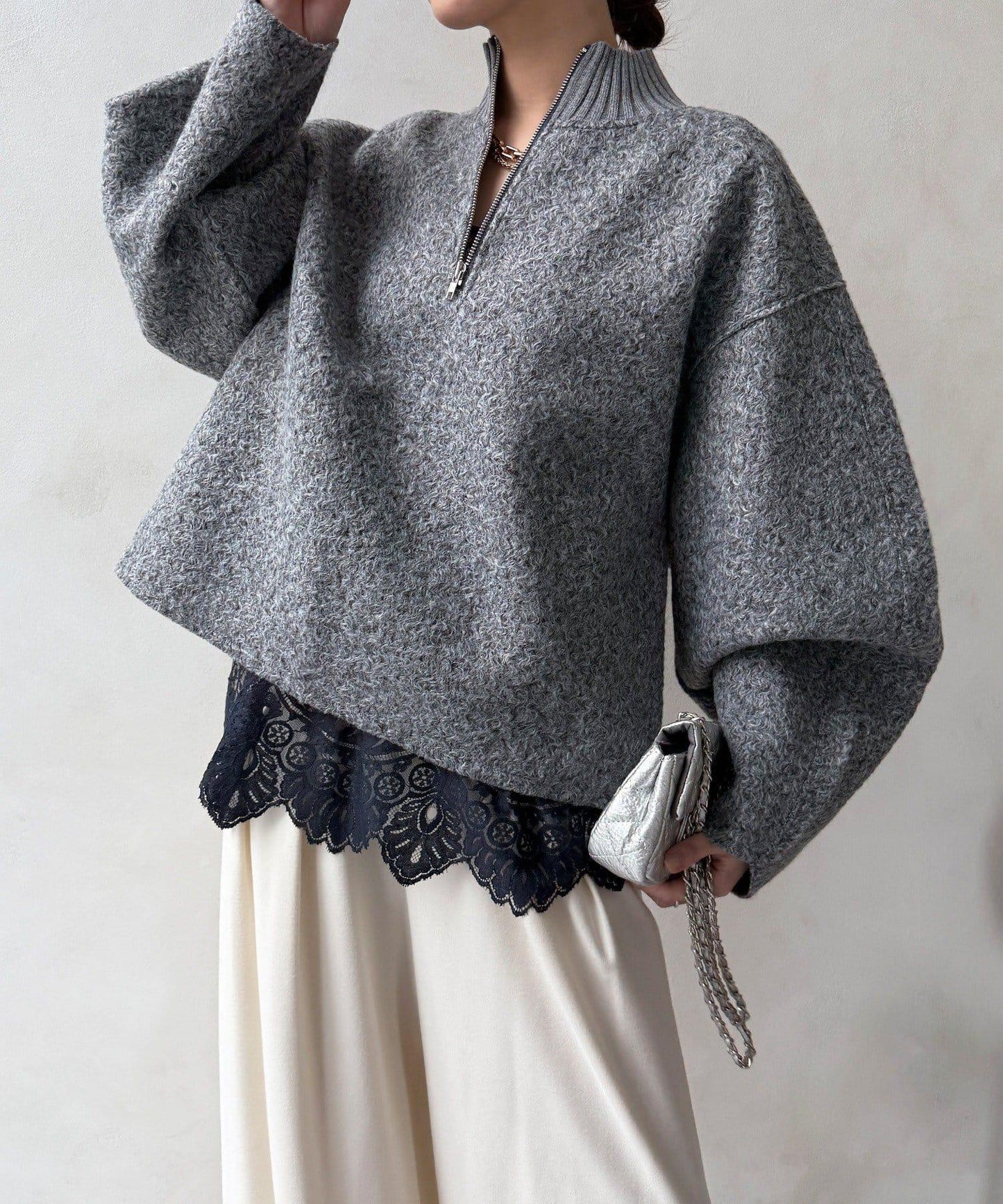 DouDou 半拉鍊泰迪絨套頭上衣