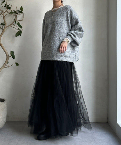 混紡紗船領套頭衫