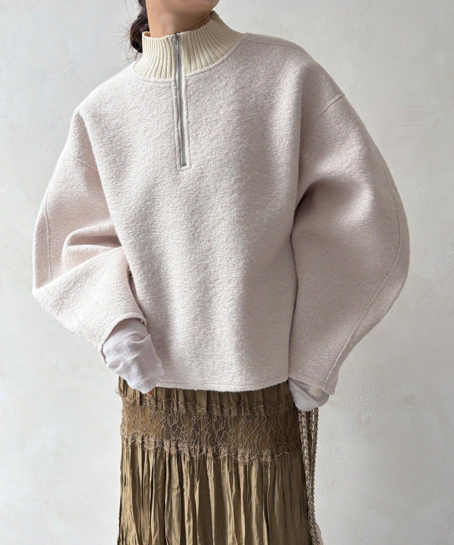 DouDou 半拉鍊泰迪絨套頭上衣