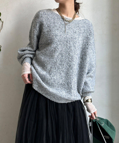 混紡紗船領套頭衫