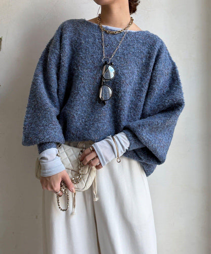 混紡紗船領套頭衫