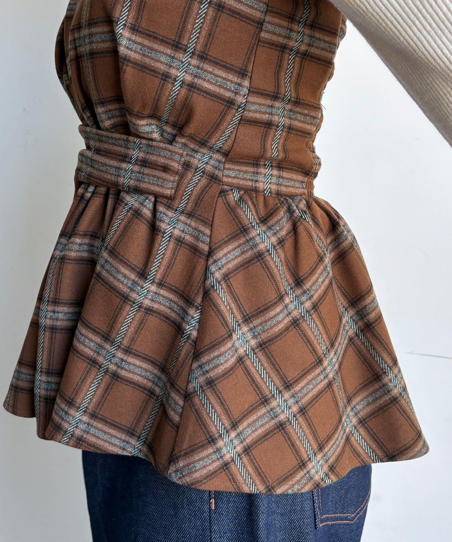 磨毛格紋吊帶背心