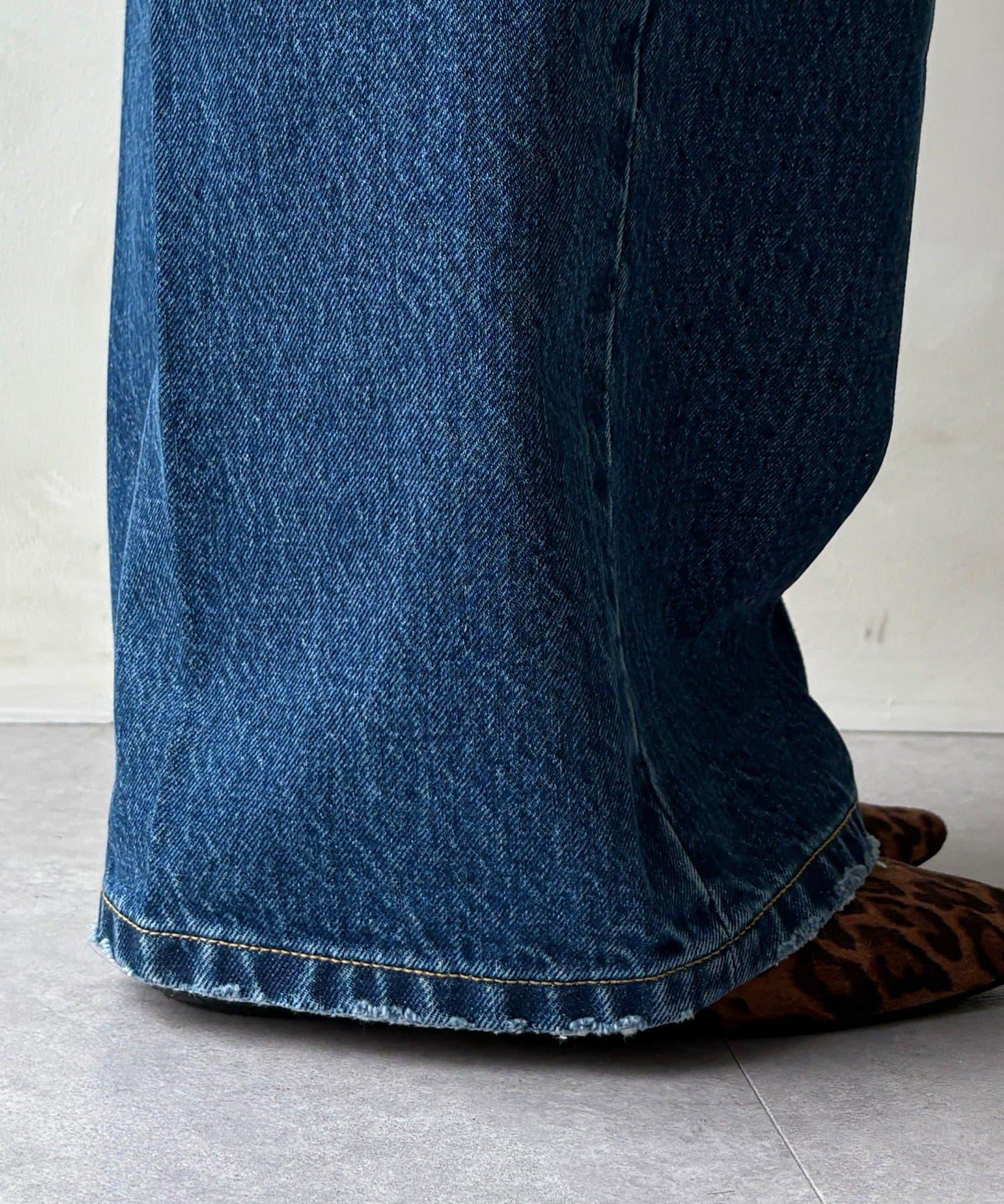 高腰雙排扣牛仔褲