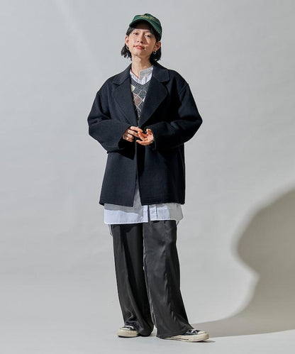 羊毛混紡雙面短外套