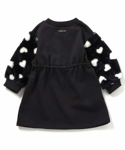 袖部羊羔絨連衣裙