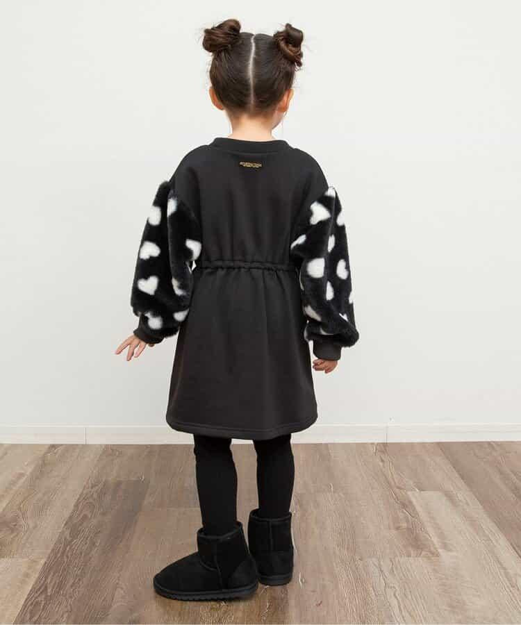 袖部羊羔絨連衣裙