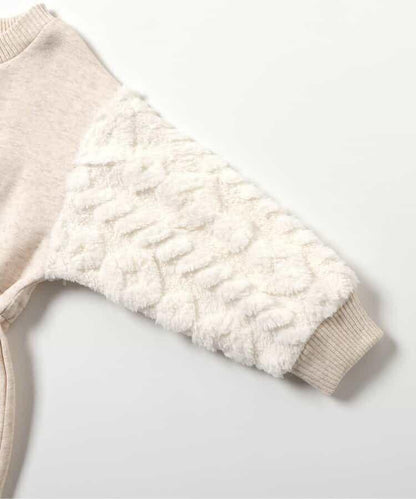 袖部羊羔絨連衣裙