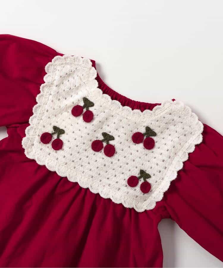 愛心花朵櫻桃圖案連衣裙