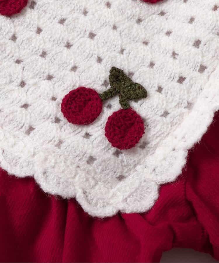 愛心花朵櫻桃圖案連衣裙