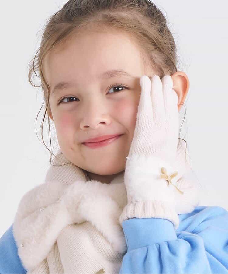 蝴蝶結毛絨手套