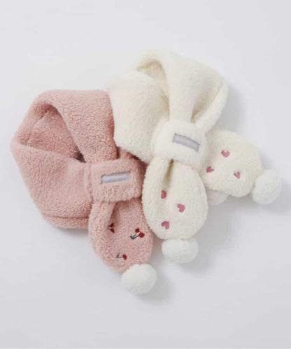 愛心櫻桃毛絨圍巾