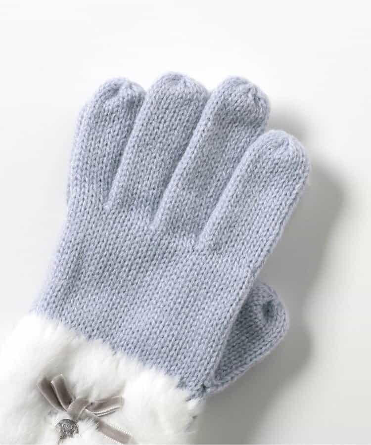 蝴蝶結毛絨手套