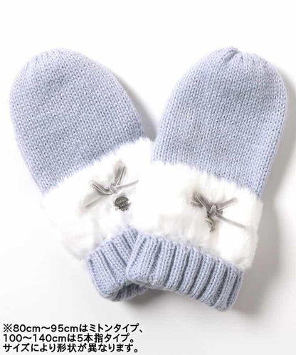 蝴蝶結毛絨手套