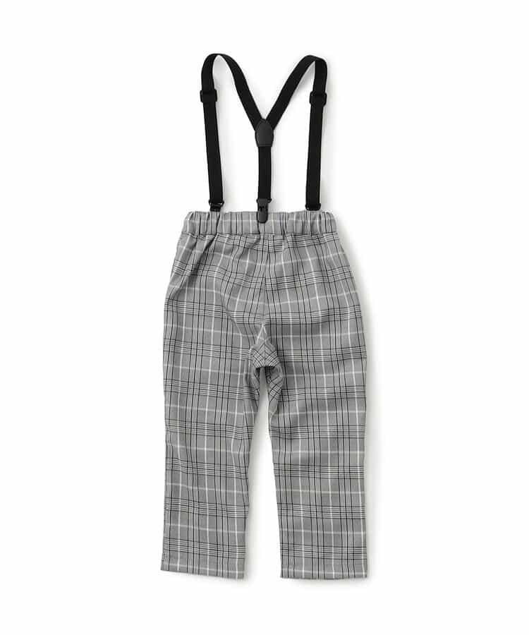帶吊帶格子長褲 10分褲
