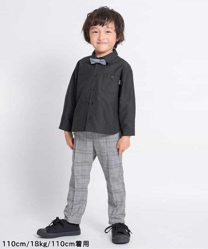 帶吊帶格子長褲 10分褲