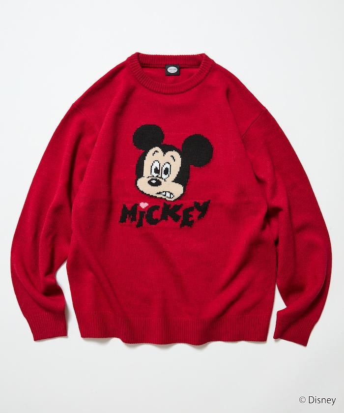 《迪士尼》 / 《迪士尼》 / 米老鼠寬鬆版型提花圓領針織衫 / MICKY FACE