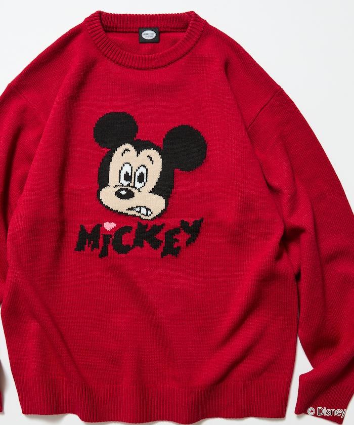 《迪士尼》 / 《迪士尼》 / 米老鼠寬鬆版型提花圓領針織衫 / MICKY FACE