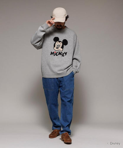 《迪士尼》 / 《迪士尼》 / 米老鼠寬鬆版型提花圓領針織衫 / MICKY FACE