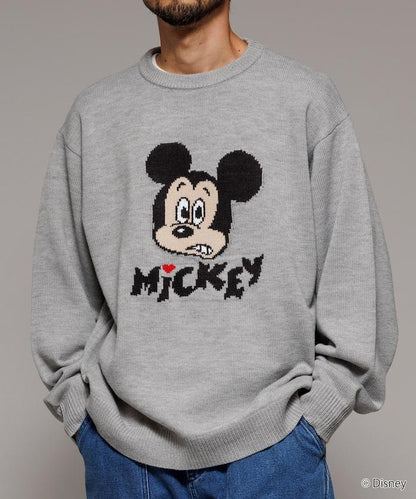 《迪士尼》 / 《迪士尼》 / 米老鼠寬鬆版型提花圓領針織衫 / MICKY FACE
