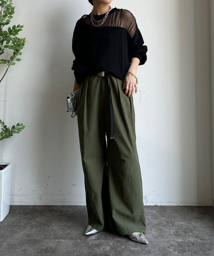 透視拼接針織衫