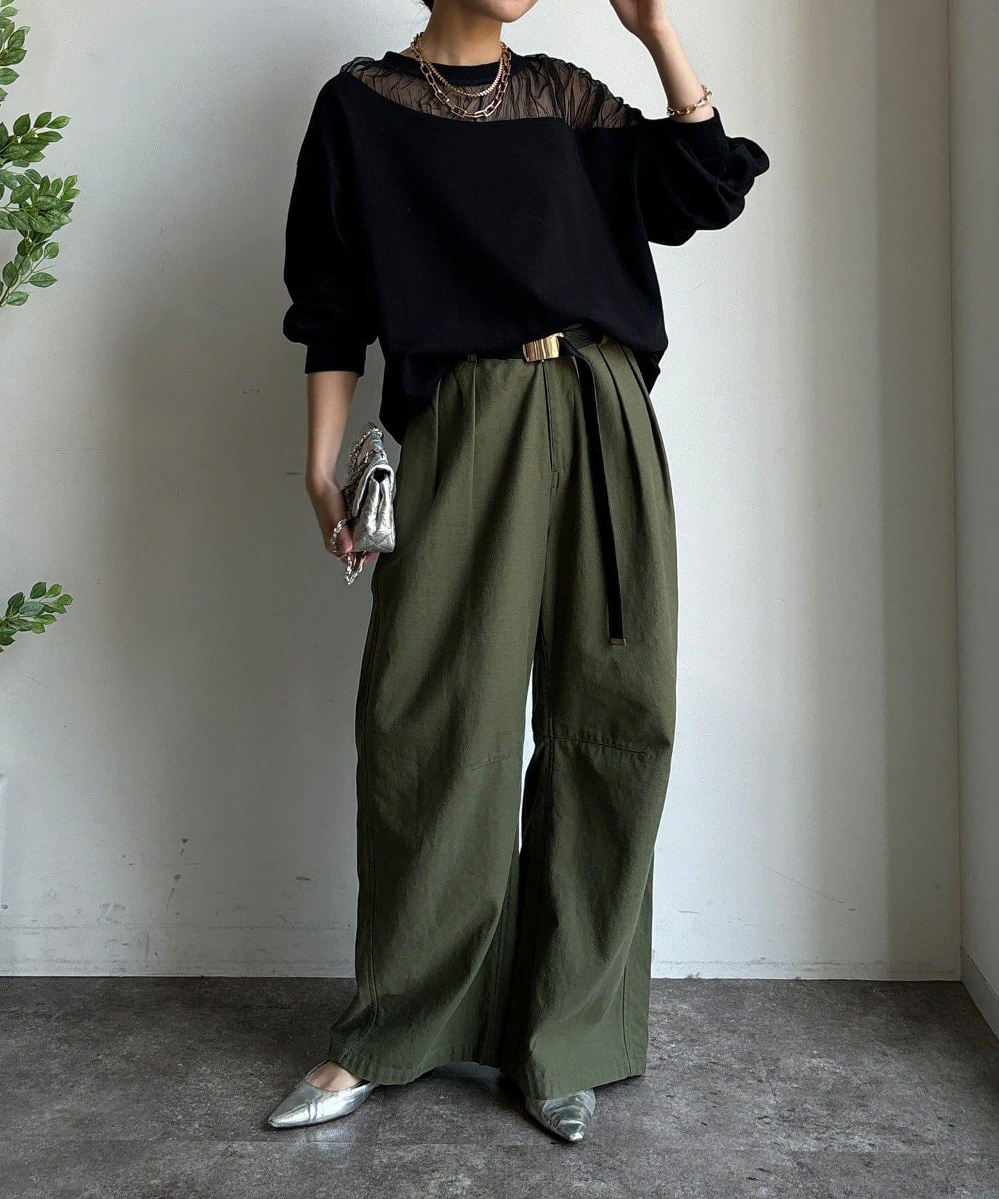 透視拼接針織衫