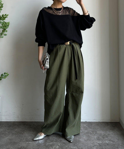 透視拼接針織衫