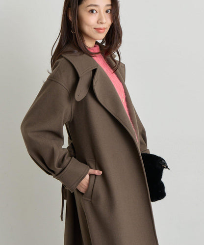 仿羊毛輕質針織長款大衣