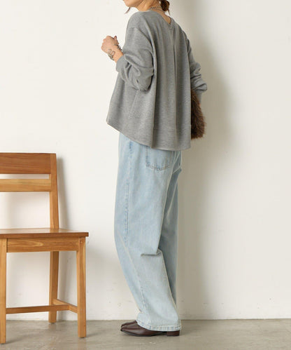 保暖拼接後褶長袖T恤