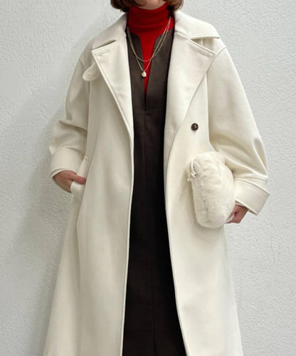 仿羊毛輕質針織長款大衣