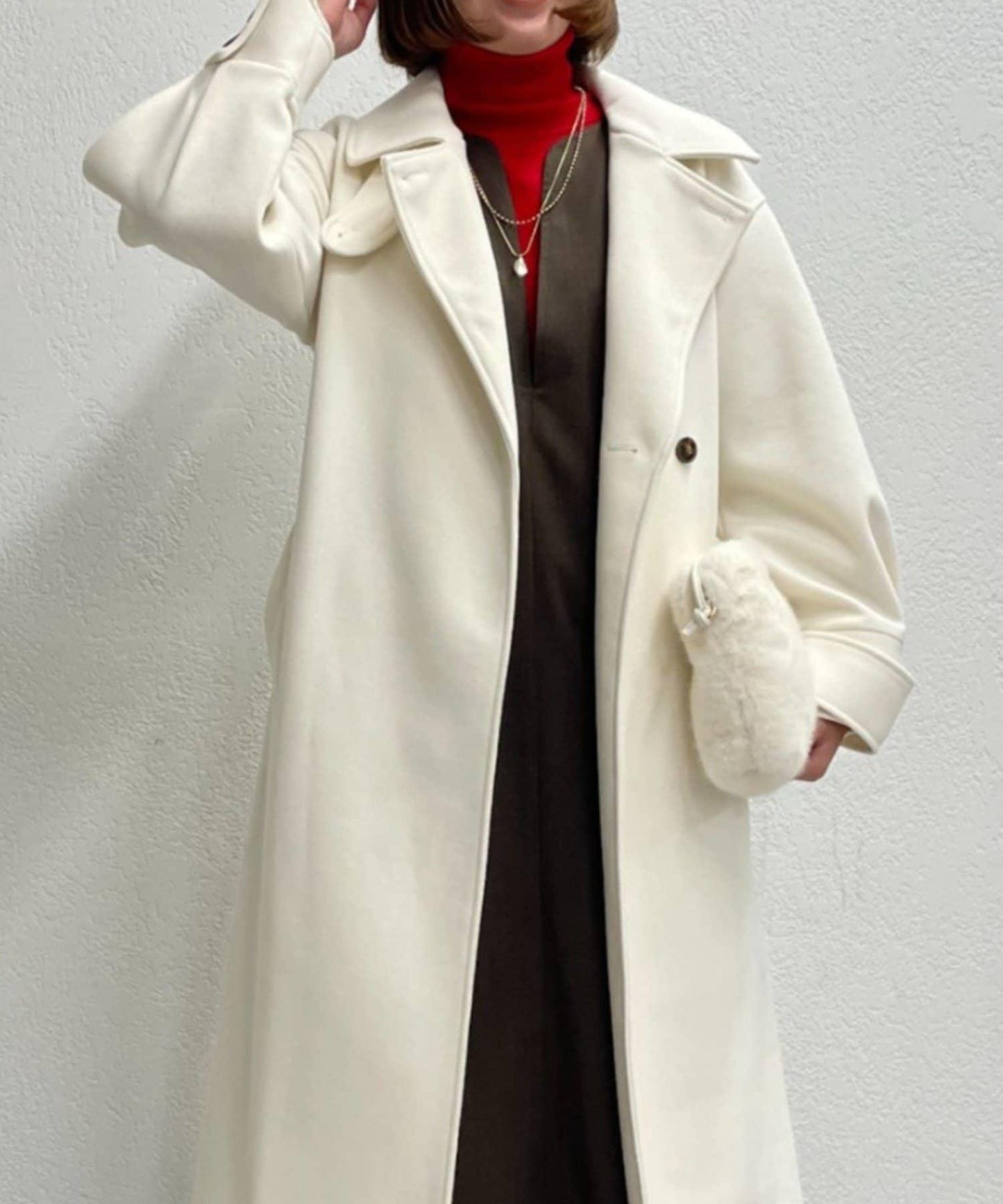 仿羊毛輕質針織長款大衣