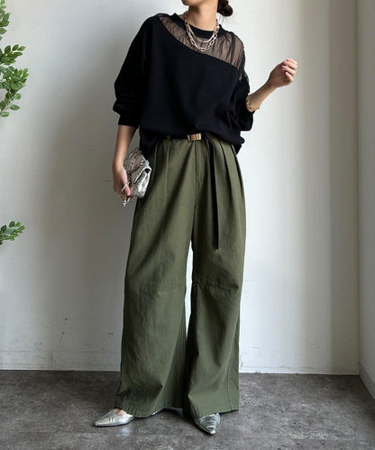 透視拼接針織衫