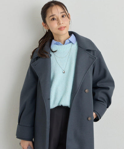 仿羊毛輕質針織長款大衣