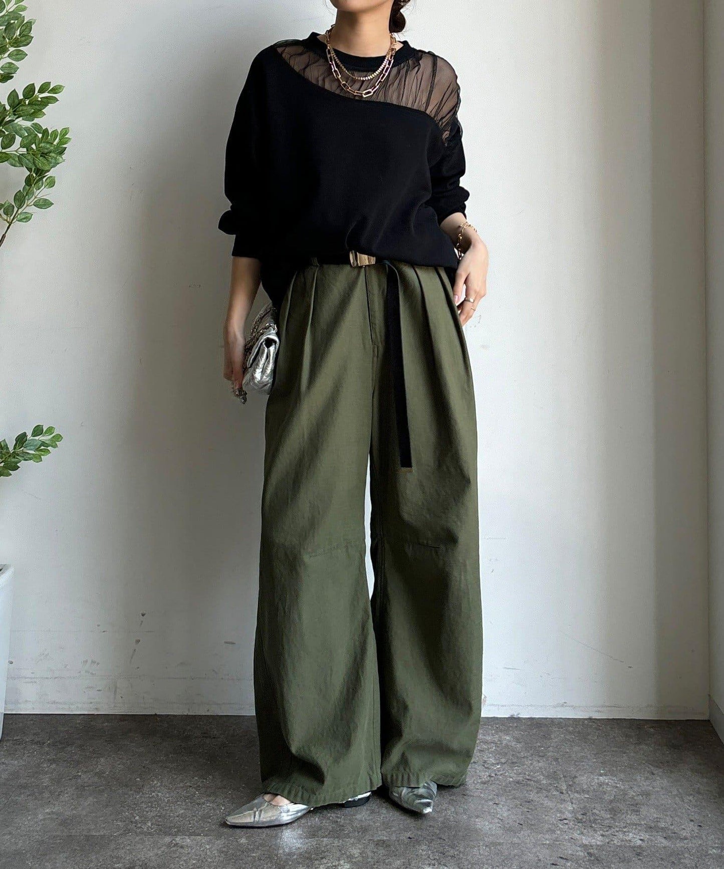 透視拼接針織衫