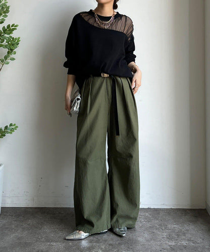 透視拼接針織衫