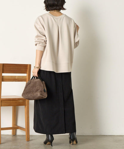 保暖拼接後褶長袖T恤