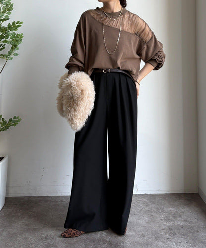 透視拼接針織衫