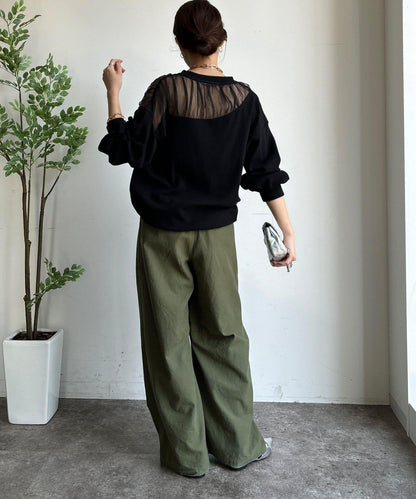 透視拼接針織衫