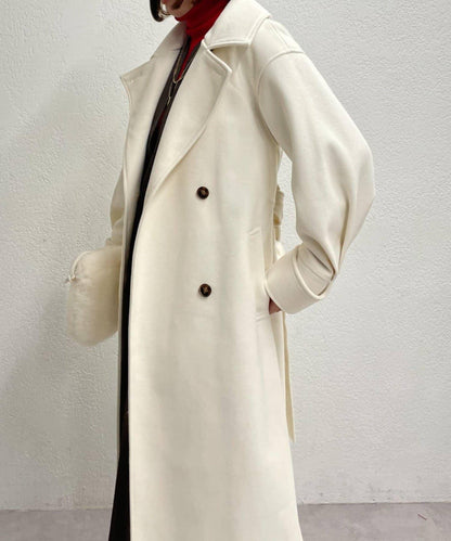 仿羊毛輕質針織長款大衣