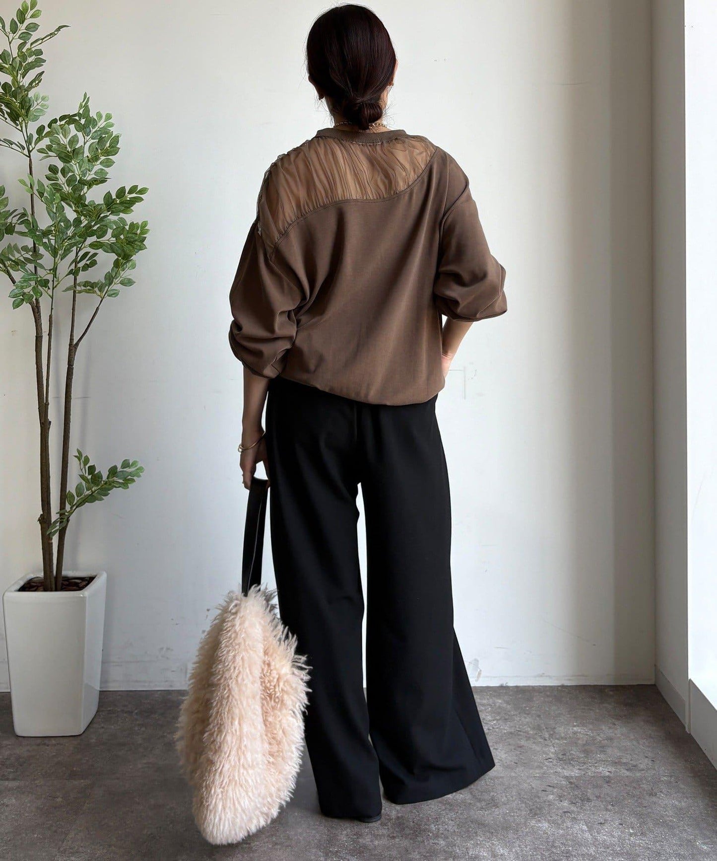 透視拼接針織衫