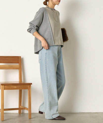 保暖拼接後褶長袖T恤