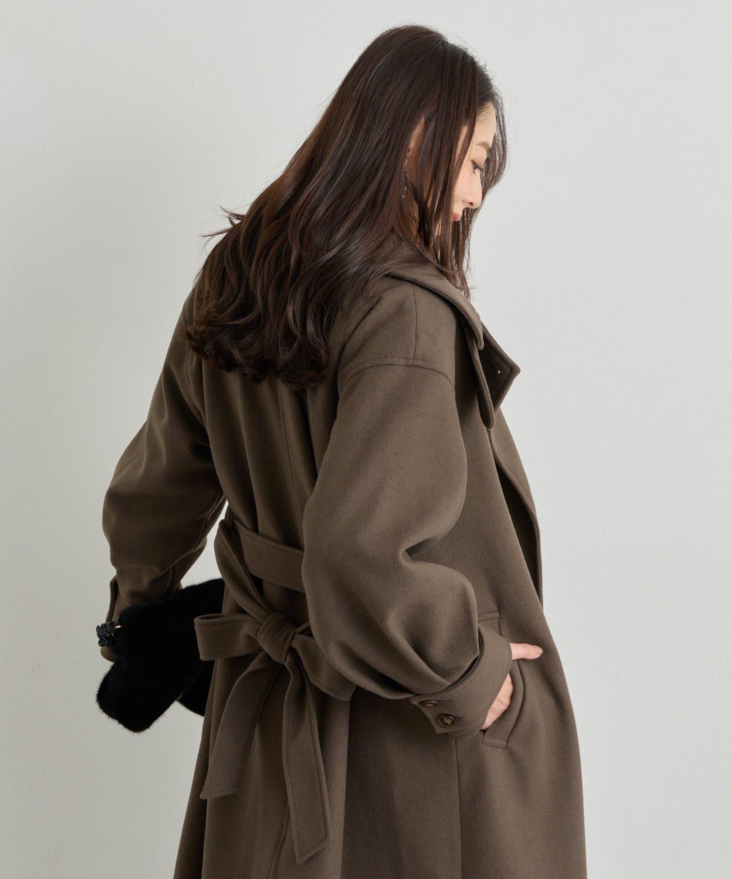 仿羊毛輕質針織長款大衣