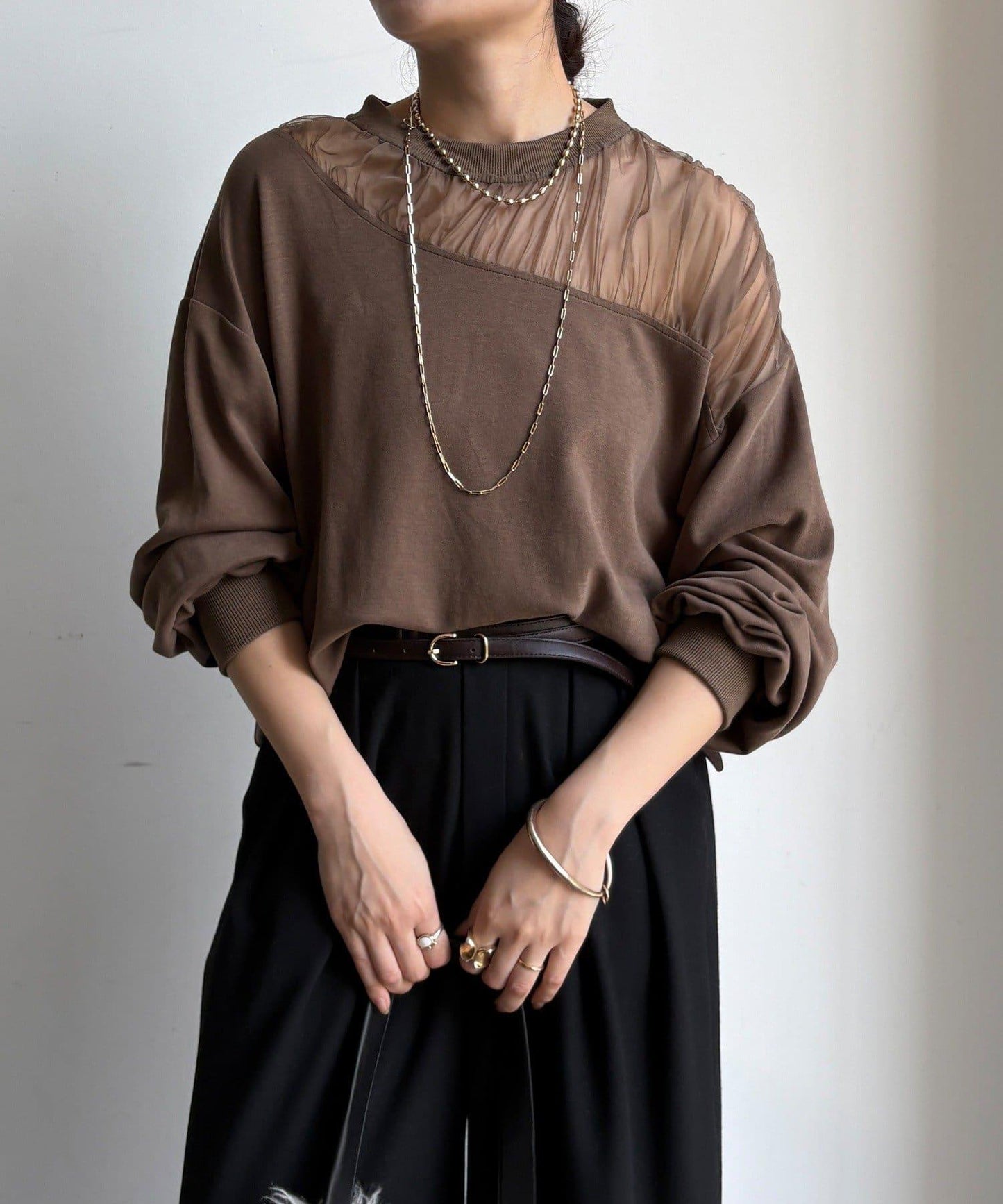 透視拼接針織衫