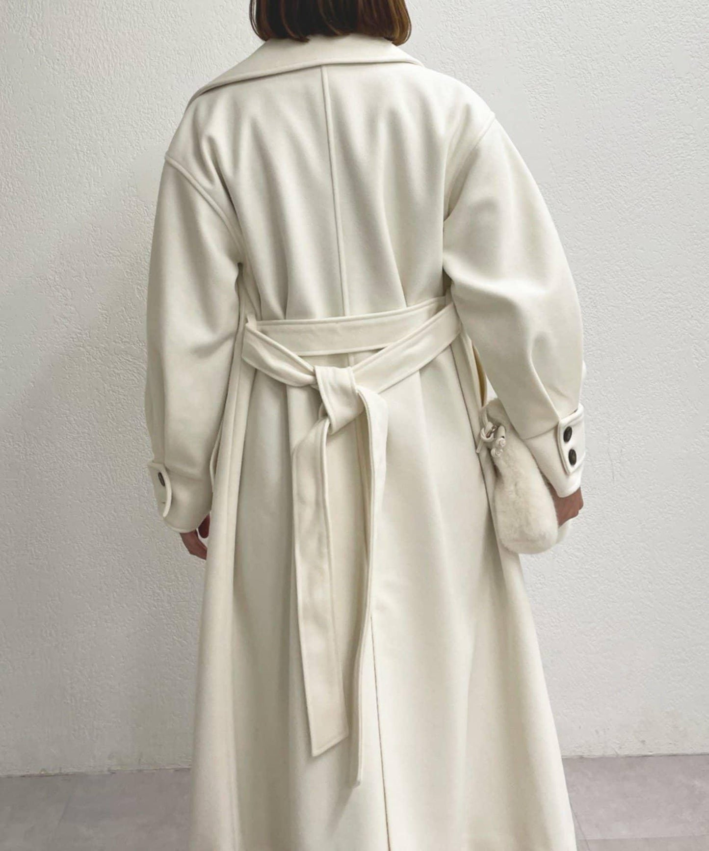 仿羊毛輕質針織長款大衣