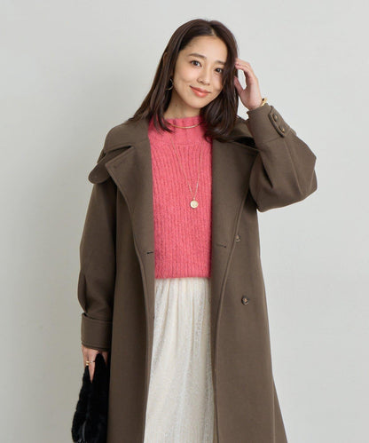 仿羊毛輕質針織長款大衣