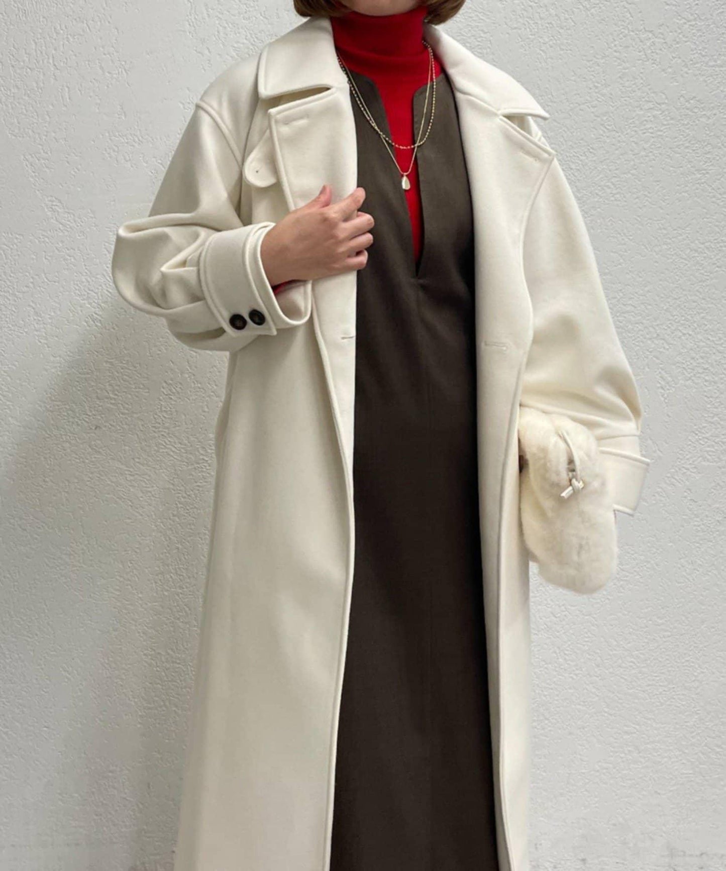 仿羊毛輕質針織長款大衣