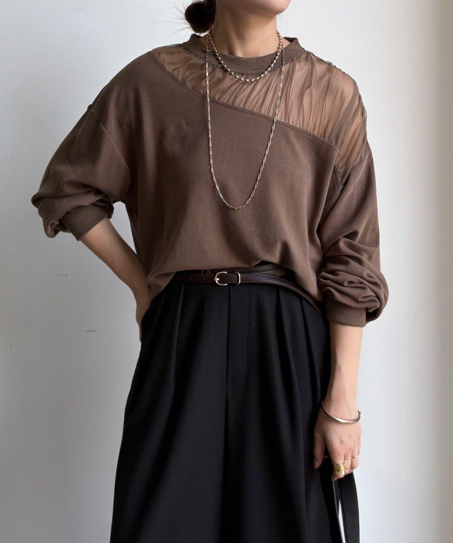 透視拼接針織衫