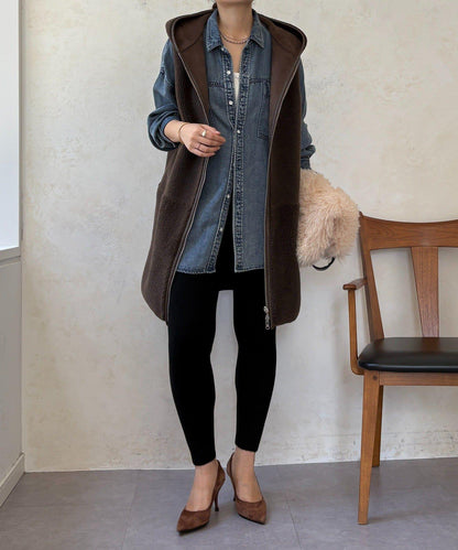 加絨針織打底褲