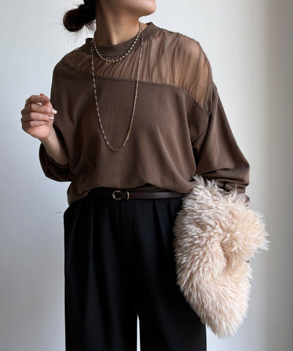 透視拼接針織衫